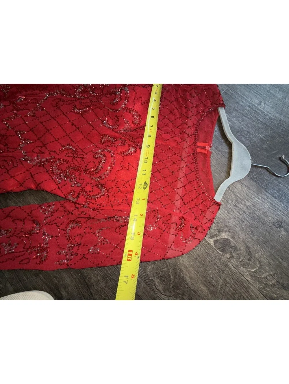 Shail K Formal Party Beaded Red Long sleeved Mini Dress Sz 0